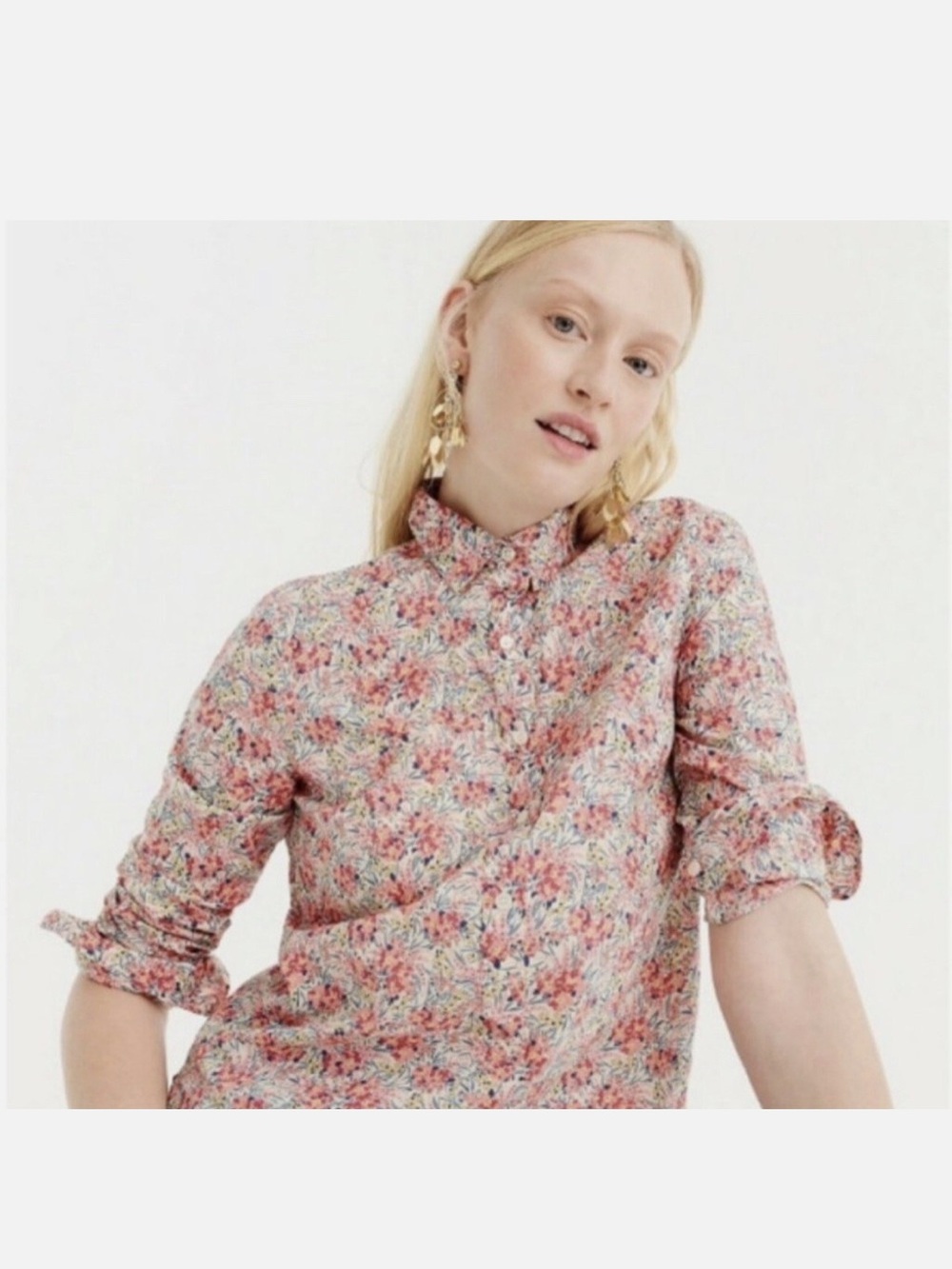 J Crew Liberty London Pink Swirling Petals Cotton Shirt